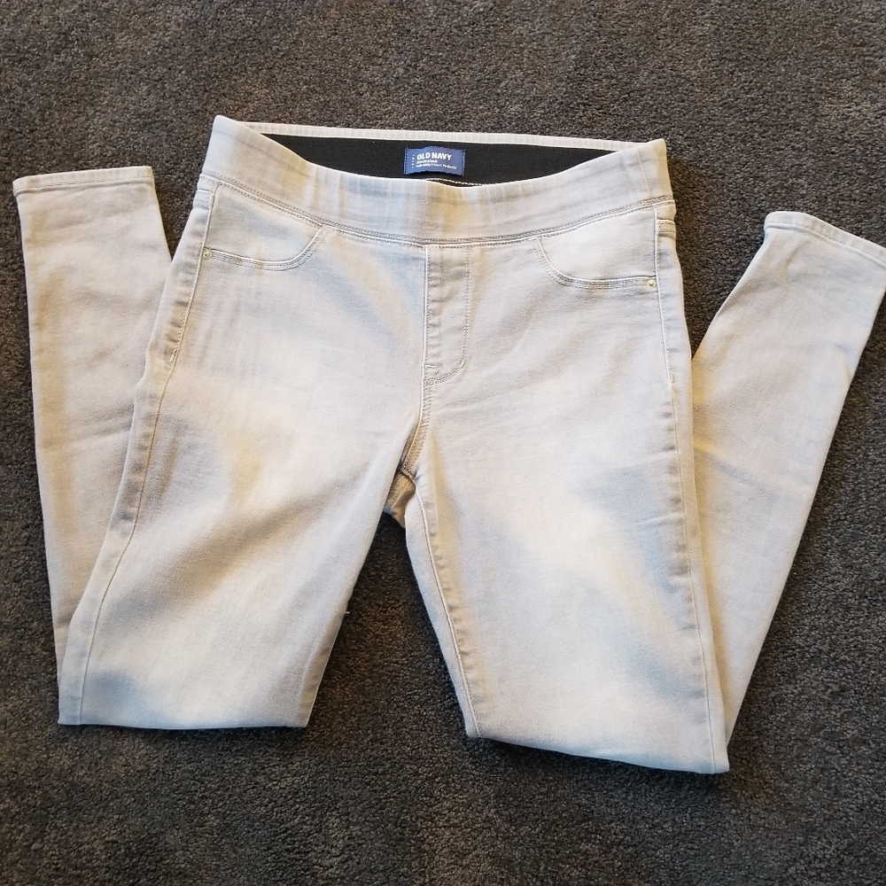 Old Navy Rockstar Mid Rise Gray Pull On Skinny Jeans
